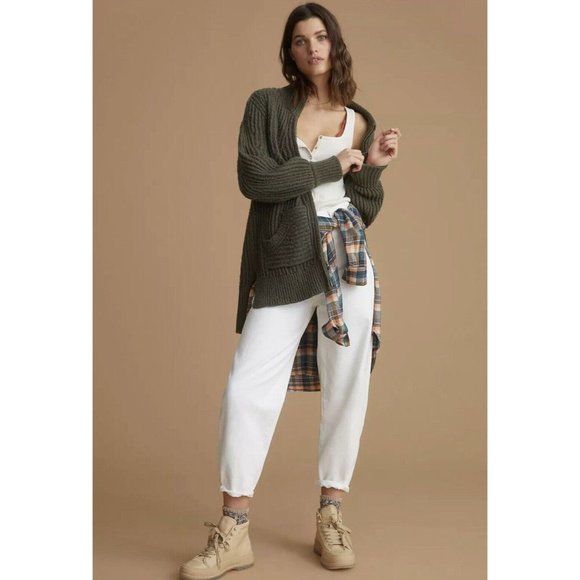 NWT $170 Anthropologie Pilcro Longline Zip Cardigan Sweater in Green Sz XS Z185 - Picture 5 of 5